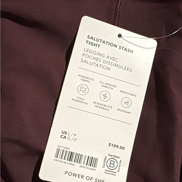 Athleta SALUTATION STASH HIGH RISE LEGGING // Spiced Cabernet #599749 - Picture 15 of 16